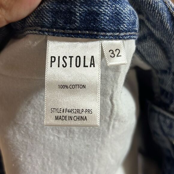 Pistola Distressed Raw Hem Light Wash Denim Jean Shorts Size 32 14 Large XL - Picture 7 of 7
